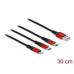Câble charge USB A Lightning / 2 USB C 30cm
