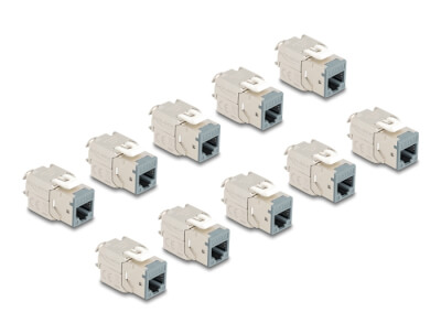 Pack de 10 embases CAT6A sans outils grises