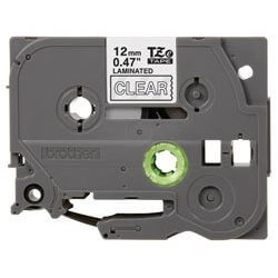Ruban TZ laminé 12mm Blanc/Transparent