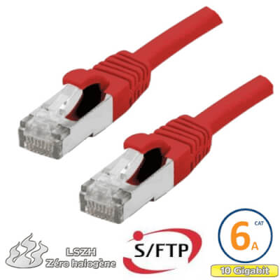 Cordon RJ45 Cat 6a S/FTP Primacy LSZH 0.3m rouge