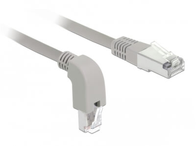 Cordon RJ45 Cat 6a S/FTP coudé B/ droit 1m beige