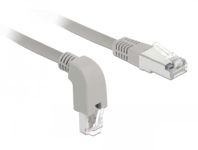 Cordon RJ45 Cat 6a S/FTP coudé B/ droit 2m beige