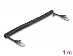 Cordon RJ45 spirale Cat 5e 1m noir