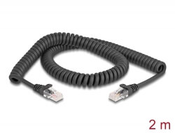 Cordon RJ45 spirale Cat 5e 2m noir
