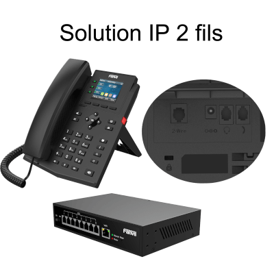 Téléphone 2 fils X303 + concentrateur 8 ports NFR