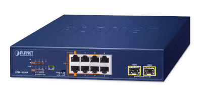 Switch 19" 8 ports Giga PoE bt 180W 2xSFP