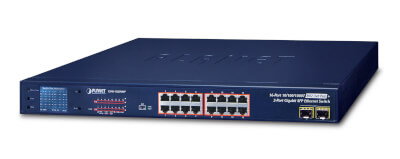 Switch 19" 16 ports Giga PoE at 300W 2xSFP
