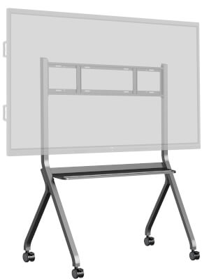 Support mobile + étagère pour écrans de 55 à 86''