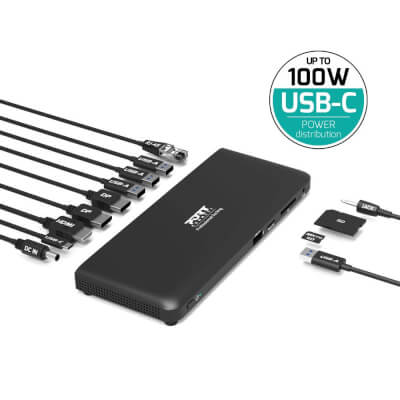Docking USB-C 3vidéo HDMI&DP +USB +RJ45 +Audio +PD
