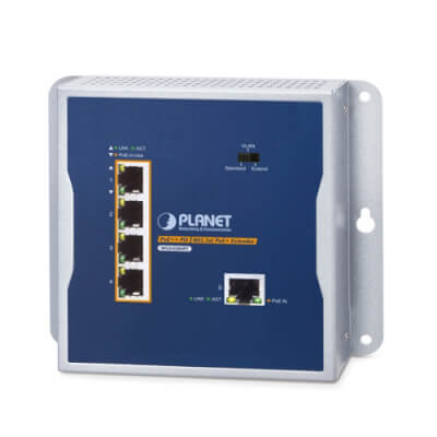 Switch mural 1 PoE bt In / 4 PoE at Out