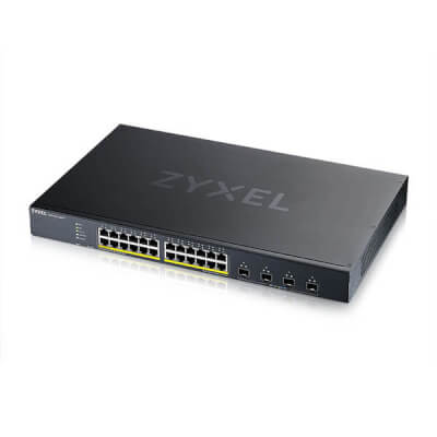 Switch 19" Smart 24 ports Giga POE 375 W + 4 SFP+