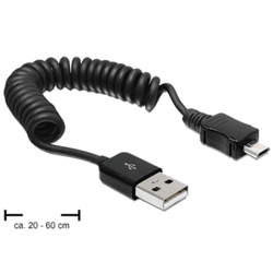 Câble USB 2.0 A Mâle / Micro B Mâle 60cm spirale