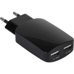 Chargeur secteur 2 USB ultra compact noir 5V 3,1A