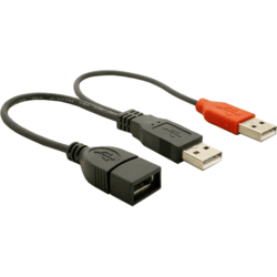 Câble adaptateur Power USB 2.0 2x A M > A F 20cm