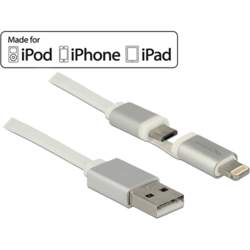 Câble de charge USB MFI Apple + Micro USB alu