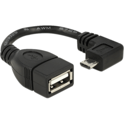 Câble USB OTG A F- Micro B M coudé 10cm