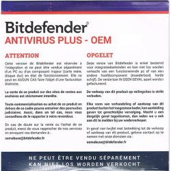 Bitdefender Antivirus Plus 2019 OEM 1 an 1 PC