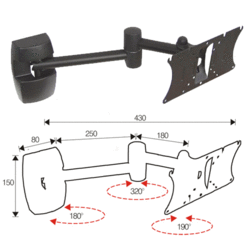 Bras écran TFT vesa pivotant Easy Three Black