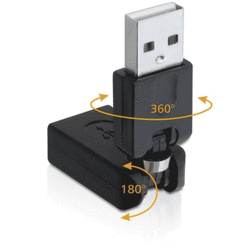 Adaptateur USB 2.0 A Mâle Femelle rotatif 180/360°