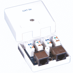 Prise monobloc 2 RJ45 STP Cat 5e