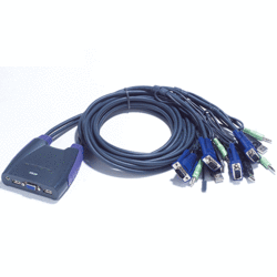 Mini switch KVM 4 ports VGA USB audio câbles int.